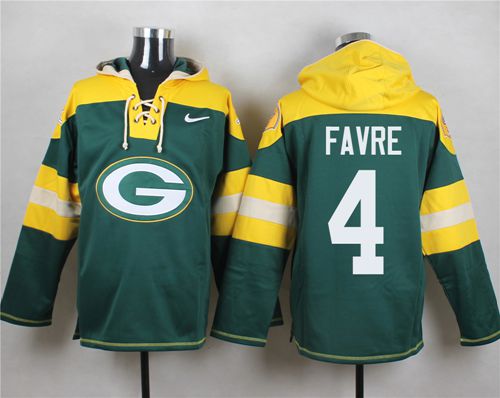 Nike Packers #4 Brett Favre Green Player Pullover NFL Hoodie - Click Image to Close
